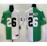 Men's Penn State Nittany Lions #26 Saquon Barkley Green White Split Vapor Jersey