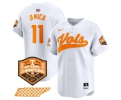 Men's Tennessee Volunteers #11 Billy Amick White 2024 Champions Vapor Limited Stitched Jersey