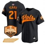 Men's Tennessee Volunteers #21 Kavares Tears Black 2024 Champions Vapor Limited Stitched Jersey