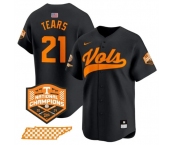 Men's Tennessee Volunteers #21 Kavares Tears Black 2024 Champions Vapor Limited Stitched Jersey
