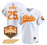 Men's Tennessee Volunteers #25 Blake Burke White 2024 Champions Vapor Limited Stitched Jersey