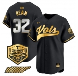 Men's Tennessee Volunteers #32 Drew Beam Black Gold 2024 Champions Vapor Limited Stitched Jersey