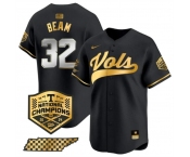 Men's Tennessee Volunteers #32 Drew Beam Black Gold 2024 Champions Vapor Limited Stitched Jersey