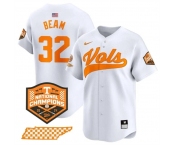 Men's Tennessee Volunteers #32 Drew Beam White 2024 Champions Vapor Limited Stitched Jersey