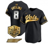 Men's Tennessee Volunteers #8 Dylan Dreiling Black Gold 2024 Champions Vapor Limited Baseball Stitched Jersey