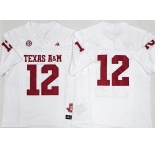 Men's Texas A&M Aggies Lions #12 Premier Strategy White 2025 F.U.S.E. Stitched Jersey