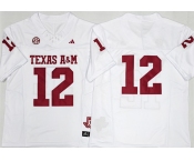 Men's Texas A&M Aggies Lions #12 Premier Strategy White 2025 F.U.S.E. Stitched Jersey