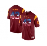 2016 US Flag Fashion USC Trojans Troy Polamalu #43 College Football Jersey - Red