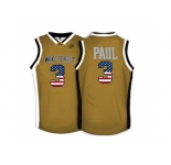 2016 US Flag Fashion Wake Forest Demon Deacons Chris Paul #3 College Basketball Throwback Jersey - Gold