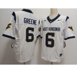 Men's West Virginia Mountaineers #6 Garrett Greene White FUSE College Stitched Jersey