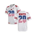 2016 US Flag Fashion-2016 Men's UA Wisconsin Badgers James White #20 College Football Jersey - White