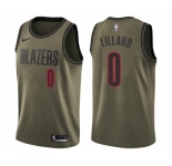 Youth Nike Portland Trail Blazers #0 Damian Lillard Swingman Green Salute to Service NBA Jersey