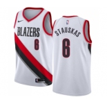 Youth Nike Portland Trail Blazers #6 Nik Stauskas Swingman White NBA Jersey - Association Edition