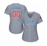 Women's Majestic Chicago Cubs Customized Replica Grey Road Cool Base MLB Jersey