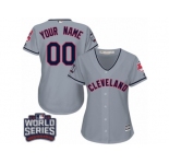 Women's Majestic Cleveland Indians Customized Authentic Grey Road 2016 World Series Bound Cool Base MLB Jersey