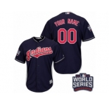 Youth Majestic Cleveland Indians Customized Authentic Navy Blue Alternate 1 2016 World Series Bound Cool Base MLB Jersey