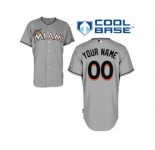 Women's Majestic Miami Marlins Customized Replica Grey Road Cool Base MLB Jersey