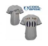 Women's Majestic Milwaukee Brewers Customized Authentic Grey Road Cool Base MLB Jersey