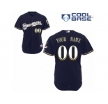 Youth Majestic Milwaukee Brewers Customized Replica Navy Blue Alternate Cool Base MLB Jersey
