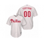Women's Majestic Philadelphia Phillies Customized Replica White Red Strip Home Cool Base MLB Jersey