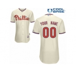 Youth Majestic Philadelphia Phillies Customized Authentic Cream Alternate Cool Base MLB Jersey