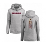 Football Women's Washington Redskins #23 Bryce Love Ash Backer Pullover Hoodie