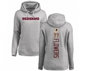 Football Women's Washington Redskins #77 Ereck Flowers Ash Backer Pullover Hoodie