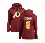 Football Women's Washington Redskins #8 Case Keenum Maroon Name & Number Logo Pullover Hoodie