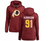 Football Women's Washington Redskins #91 Ryan Kerrigan Maroon Name & Number Logo Pullover Hoodie