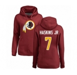 Women's Washington Redskins #7 Dwayne Haskins Maroon Name & Number Logo Pullover Hoodie