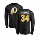 Football Washington Redskins #34 Wendell Smallwood Black Name & Number Logo Long Sleeve T-Shirt