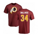 Football Washington Redskins #34 Wendell Smallwood Maroon Name & Number Logo T-Shirt