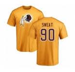 Football Washington Redskins #90 Montez Sweat Gold Name & Number Logo T-Shirt