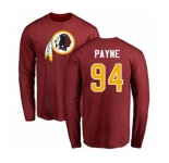 Football Washington Redskins #94 Da'Ron Payne Maroon Name & Number Logo Long Sleeve T-Shirt