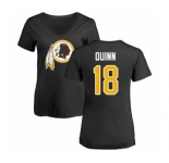 Football Women's Washington Redskins #18 Trey Quinn Black Name & Number Logo T-Shirt