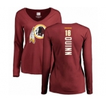 Football Women's Washington Redskins #18 Trey Quinn Maroon Backer Long Sleeve T-Shirt