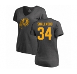 Football Women's Washington Redskins #34 Wendell Smallwood Ash One Color T-Shirt