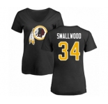 Football Women's Washington Redskins #34 Wendell Smallwood Black Name & Number Logo T-Shirt