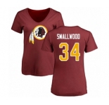 Football Women's Washington Redskins #34 Wendell Smallwood Maroon Name & Number Logo T-Shirt