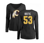 Football Women's Washington Redskins #53 Jon Bostic Black Name & Number Logo Long Sleeve T-Shirt