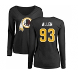 NFL Women's Nike Washington Redskins #93 Jonathan Allen Black Name & Number Logo Long Sleeve T-Shirt