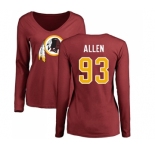 NFL Women's Nike Washington Redskins #93 Jonathan Allen Maroon Name & Number Logo Long Sleeve T-Shirt