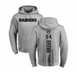 Football Oakland Raiders #84 Antonio Brown Ash Backer Pullover Hoodie