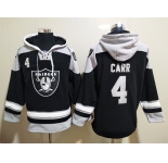 Men's Las Vegas Raiders 4 Derek Carr NEW Black Pocket Stitched NFL Pullover Hoodie