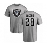Football Oakland Raiders #28 Josh Jacobs Ash Name & Number Logo T-Shirt