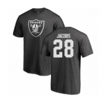 Football Oakland Raiders #28 Josh Jacobs Ash One Color T-Shirt