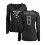 Football Women's Oakland Raiders #8 Daniel Carlson Black Name & Number Logo Long Sleeve T-Shirt