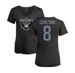 Football Women's Oakland Raiders #8 Daniel Carlson Black Name & Number Logo T-Shirt