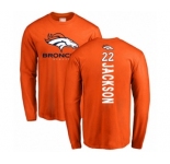 Football Denver Broncos #22 Kareem Jackson Orange Backer Long Sleeve T-Shirt