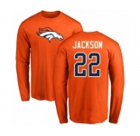 Football Denver Broncos #22 Kareem Jackson Orange Name & Number Logo Long Sleeve T-Shirt
